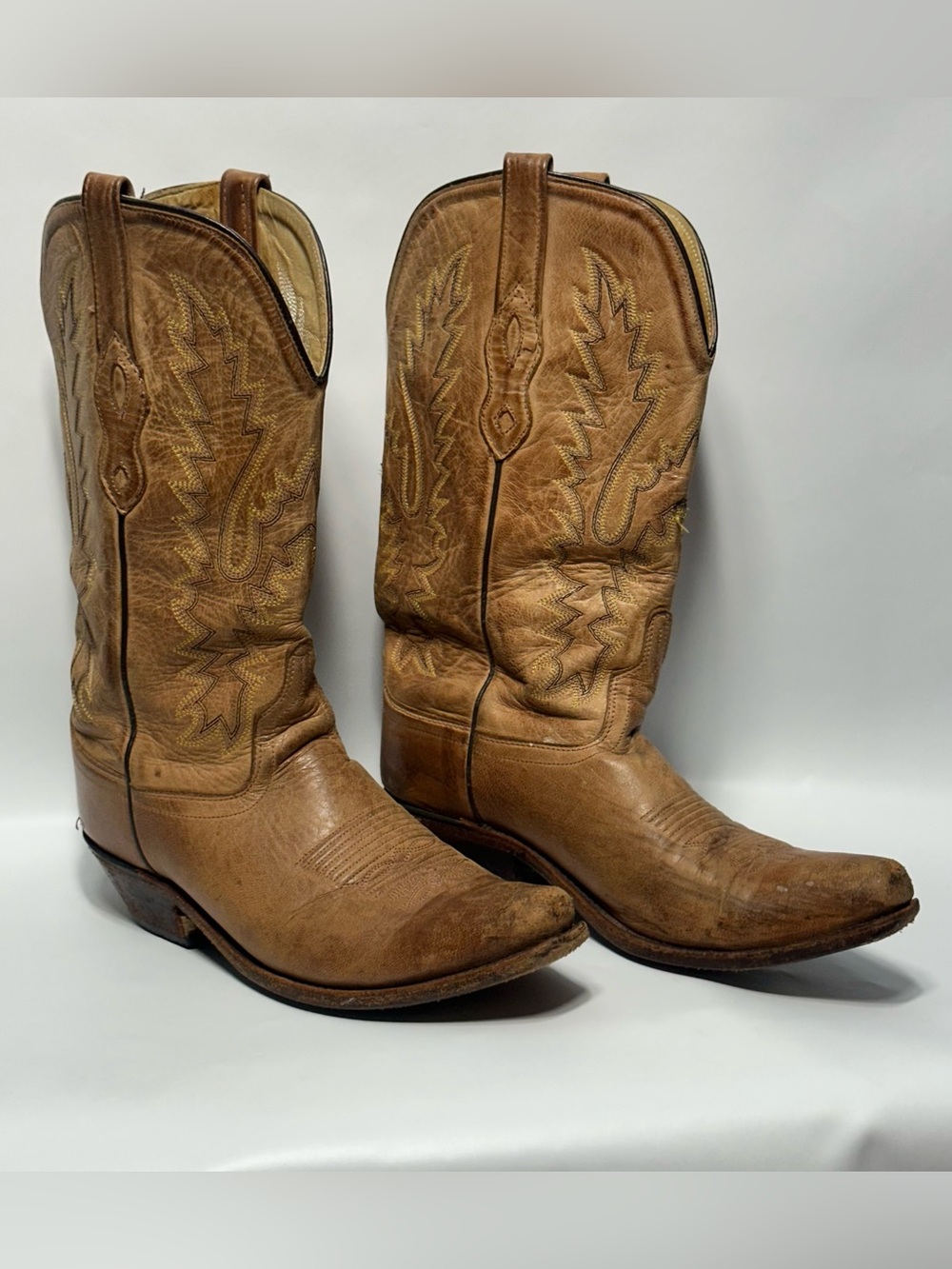 Old West Women’s Tan Leather Western Cowboy Boots